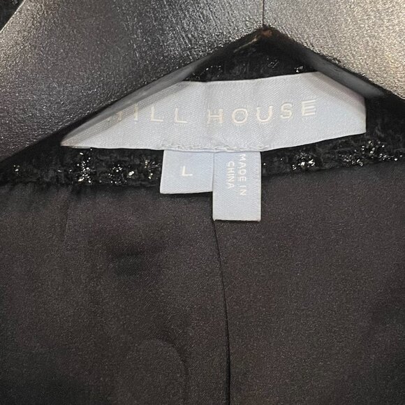 EUC Hill House Bea Tweed Flare Sleeve Jacket Black Large $250 - Picture 7 of 9